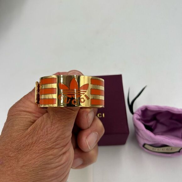 Women’s Gucci X Adidas gold/orange cuff bracelet made in Italy - Picture 6 of 8